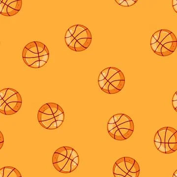 Seamless pattern black basketball ball cartoon vector Illustrazione stock
