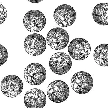 Seamless pattern black basketball ball sketch hand drawn 스톡 일러스트