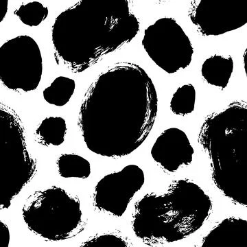 Seamless pattern with black bold brush circles. Stock Illustration