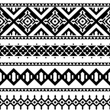 Seamless pattern with black borders, ethnic style Stock Illustration