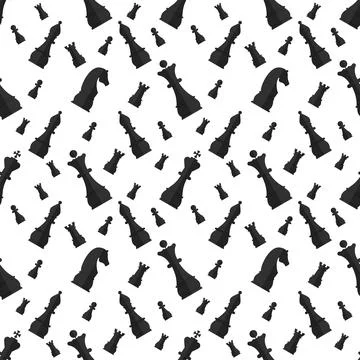 Seamless pattern of black chess pieces on a white background イラスト素材