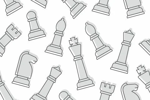 Seamless pattern with black chess pieces Stock Illustration