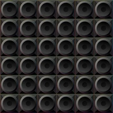 Seamless pattern black circles on black squares in a rainbow glowing frames,  Illustrazione stock