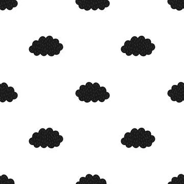 Seamless pattern of black clouds. Vector scandinavian hand-drawn children ill イラスト素材
