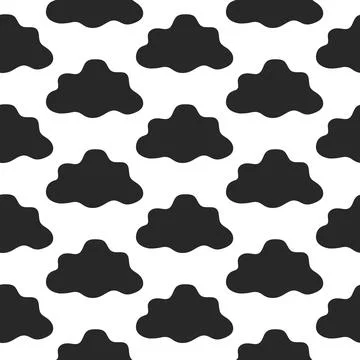 Seamless Pattern of Black Clouds on White Background. Concept of Nature Design 스톡 일러스트