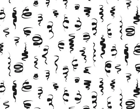Seamless pattern of black confetti, serpentine on a white background, Patte.. Stock Illustration