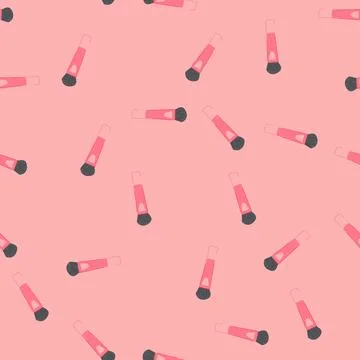 Seamless pattern black cosmetic brush cartoon vector Stock Illustration