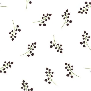 Seamless pattern with black currant in cartoon flat style on white background Stock Illustration