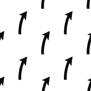 Seamless pattern with black curved up arrow. Doodle illustration. Stock Illustration