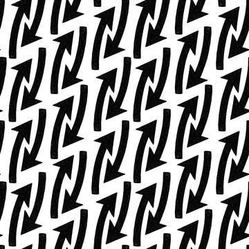 Seamless pattern with black curved up arrow. Doodle illustration. Stock Illustration