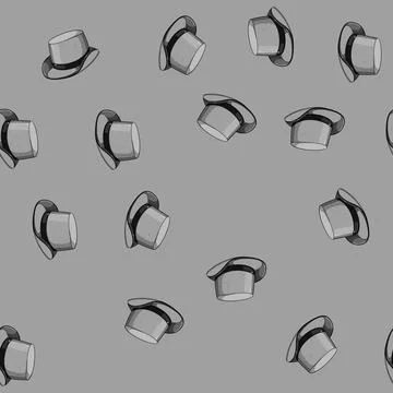 Seamless pattern black cylinder hat cartoon vector イラスト素材
