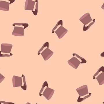 Seamless pattern black cylinder hat cartoon vector Stock Illustration