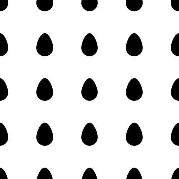 Seamless Pattern with black easter eggs. Flat vector illustration on white ba Stock Illustration