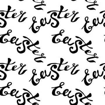 Seamless pattern of black Easter lettering. Vector holiday decorations, backg Stock Illustration