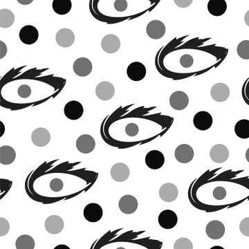 Seamless pattern with black evil eye vector Stock Illustration