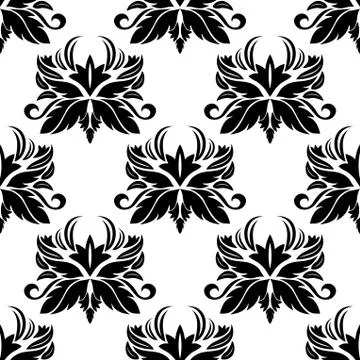 Seamless pattern with black flourishes Stockillustratie