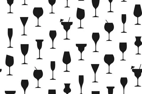 Seamless pattern with black glasses with cocktail Stock Illustration