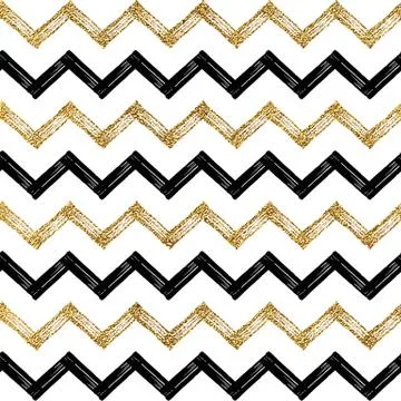 Seamless pattern of black gold zigzag chevron Stock Illustration
