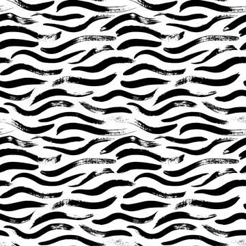 Seamless pattern with black grunge vector waves. Illustrazione stock