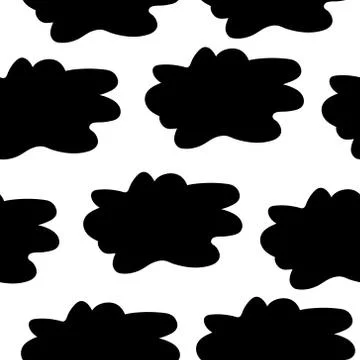 Seamless pattern with black hand drawn spots Stock Illustration