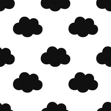 Seamless pattern with black hand drawn clouds Stock Illustration