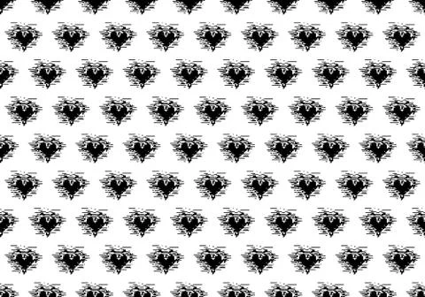 Seamless pattern of black hearts with glitch effect Stock Illustration