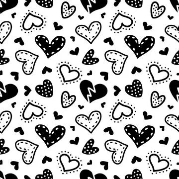 Seamless pattern of black hearts Stock Illustration