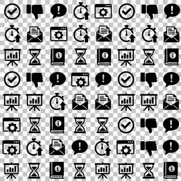 Seamless pattern of black icons representing business, finance, and communi.. Stock Illustration
