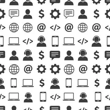 Seamless pattern of black icons on white background featuring user profiles.. イラスト素材