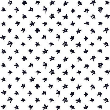 Seamless pattern with black ink hand drawn stars Stock Illustration