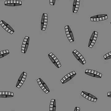 Seamless pattern Black leather studded bracelet for punk fashion 스톡 일러스트