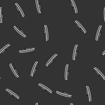 Seamless pattern Black leather wristband with silver studs and chain Stock Illustration
