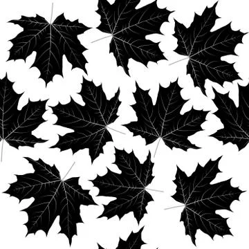 Seamless pattern with black leaves Stock Illustration