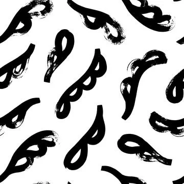 Seamless pattern with black leaves in naive style. Stock Illustration