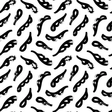 Seamless pattern with black leaves in naive style. Stock Illustration