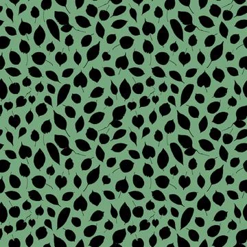 Seamless pattern black leaves silhouette collection. nature scandinavian styl Illustrazione stock