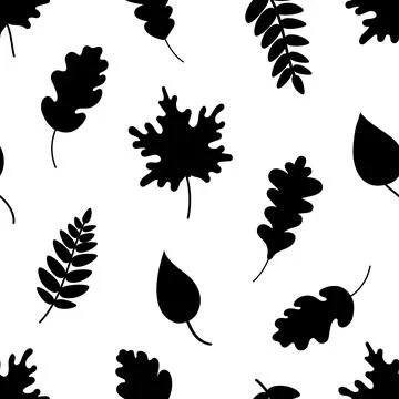 Seamless pattern of black leaves. vector Illustrazione stock