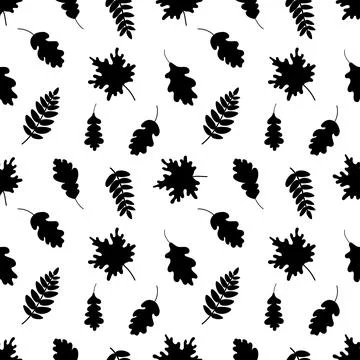 Seamless pattern of black leaves. vector illustration Stock Illustration