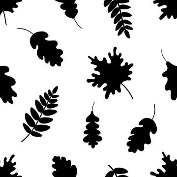 Seamless pattern of black leaves. vector illustration Stock Illustration