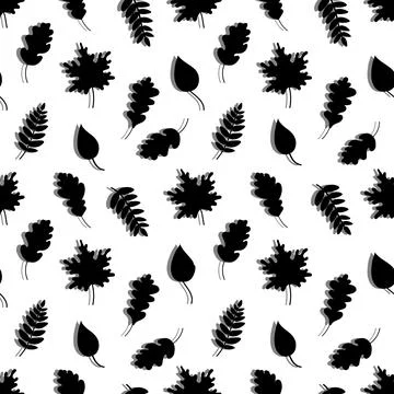 Seamless pattern of black leaves. vector illustration Stock Illustration