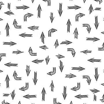 Seamless pattern with black line arrows on white background. Doodle sign. Sketch Illustrazione stock