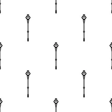 Seamless pattern with black magic staff icon on white background. Vector. Stock Illustration