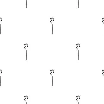 Seamless pattern with black magic staff icon on white background. Vector. Stock Illustration