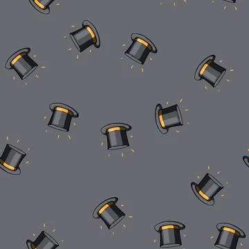 Seamless pattern black magician hat cartoon vector 스톡 일러스트