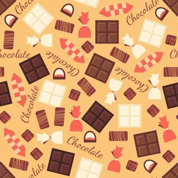 Seamless pattern with black, milk and white chocolate bars Stock Illustration