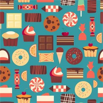 Seamless pattern with black, milk and white chocolate bars Stock-Illustration