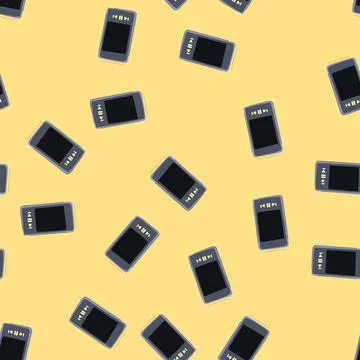 Seamless pattern black mp3 player cartoon vector Stock Illustration