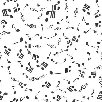 Seamless pattern with black music notes on white background. Vector 스톡 일러스트
