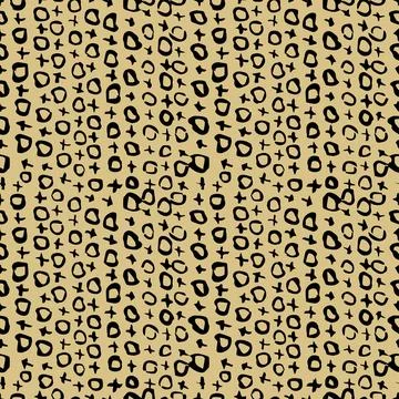 Seamless pattern with black noughts and crosses on a yellow background. Stock Illustration