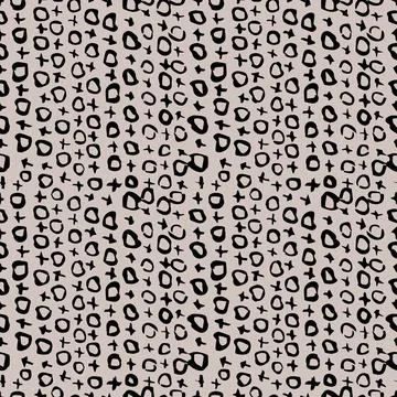 Seamless pattern with black noughts and crosses on a beige background. Stock Illustration